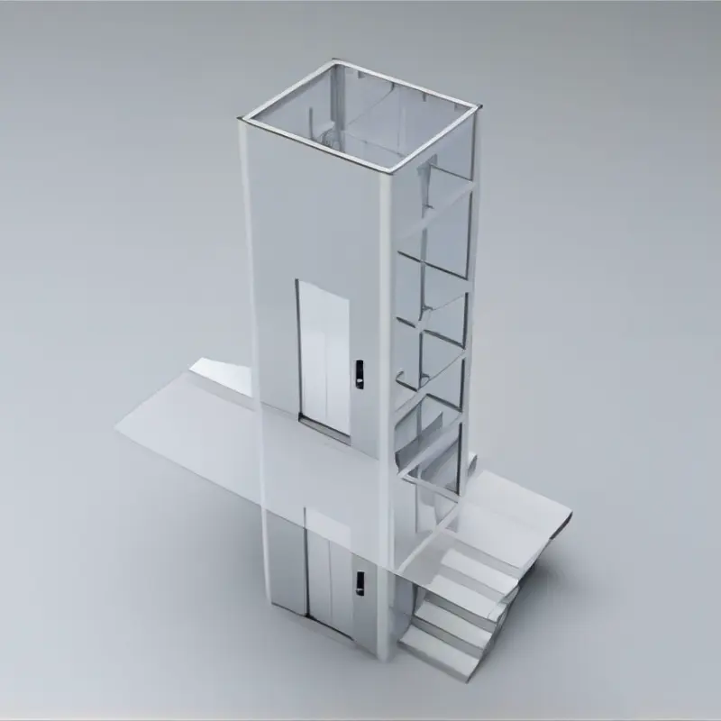 installation of elevator with additional shaft in the middle