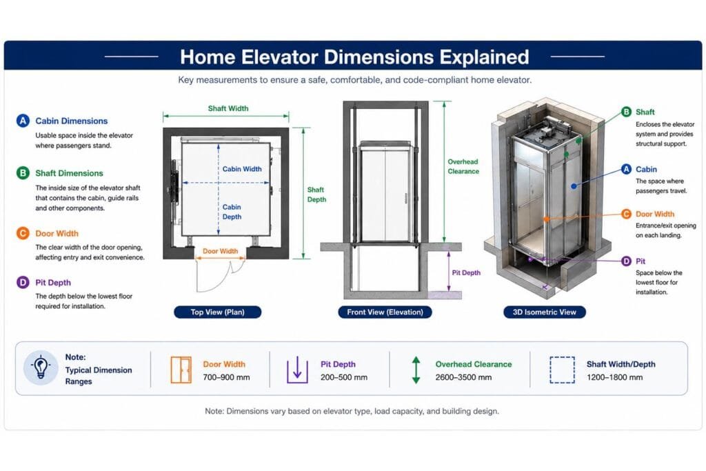 in home elevator dimensions
