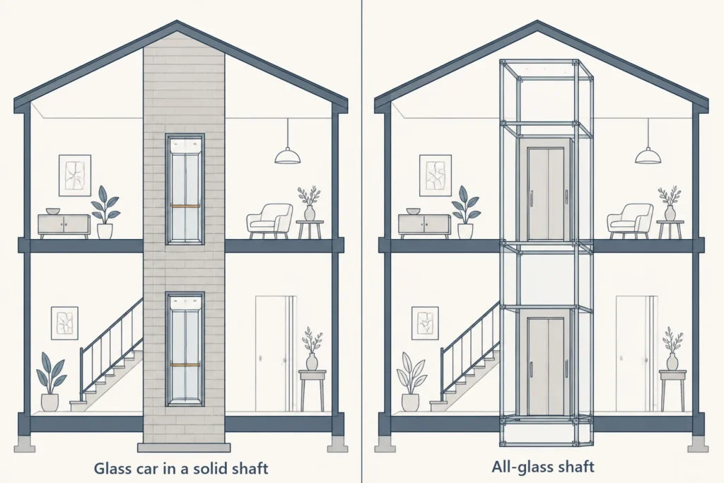 01 home glass elevator cabin vs shaft