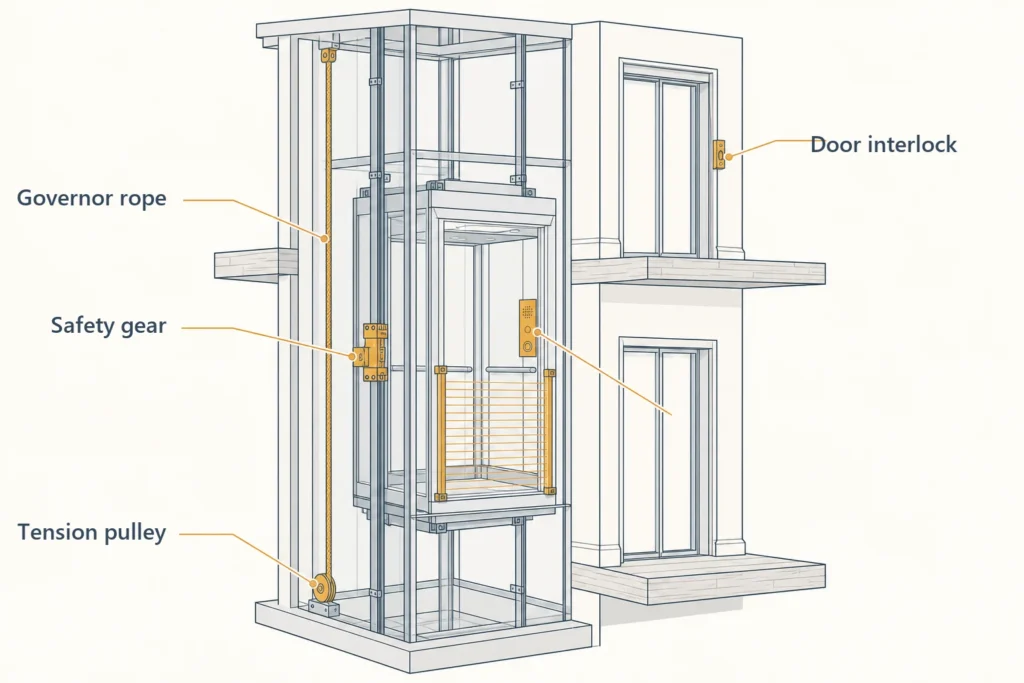 08 home glass elevator safety components