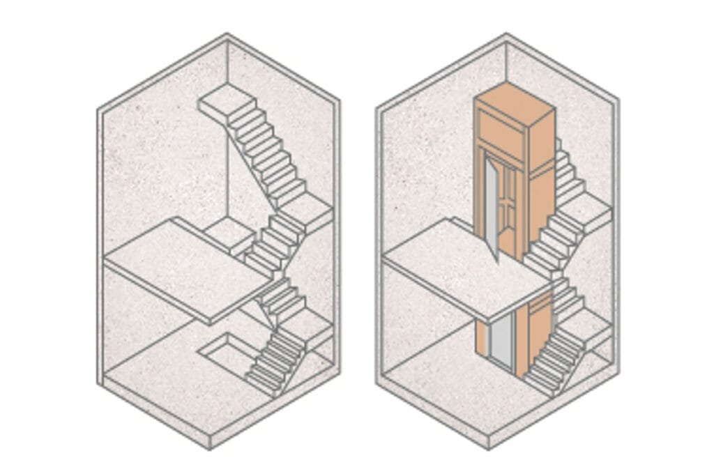 villa elevator spiral stairwell installation