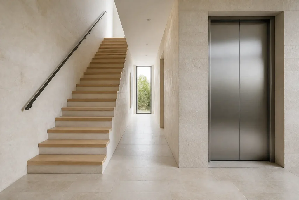 01 staircase and elevator hallway